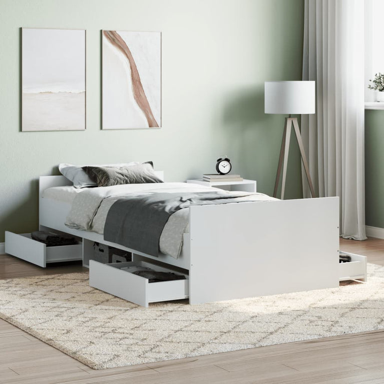 Bedframe met hoofd- en voeteneinde wit 90x190 cm
