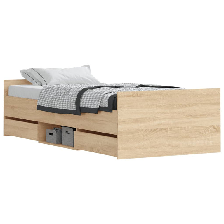 Bedframe met hoofd- en voeteneinde sonoma eikenkleur 90x190 cm