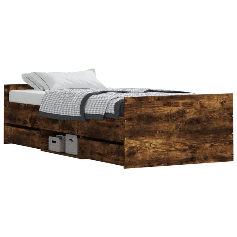 Bedframe met hoofd- en voeteneinde gerookt eikenkleur 90x190 cm