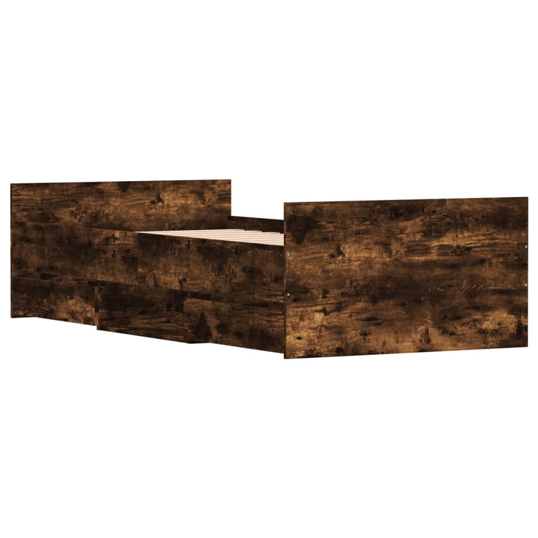 Bedframe met hoofd- en voeteneinde gerookt eikenkleur 90x190 cm