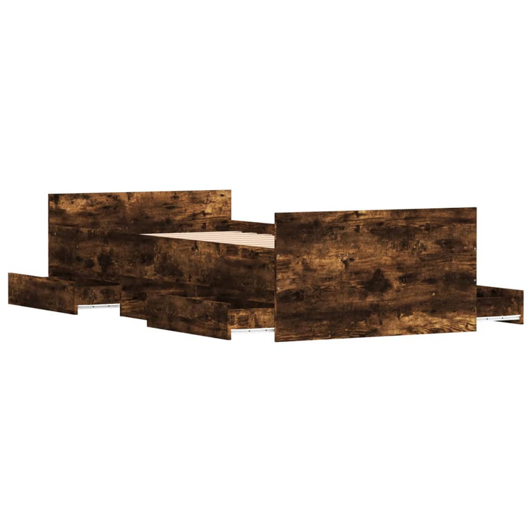 Bedframe met hoofd- en voeteneinde gerookt eikenkleur 90x190 cm
