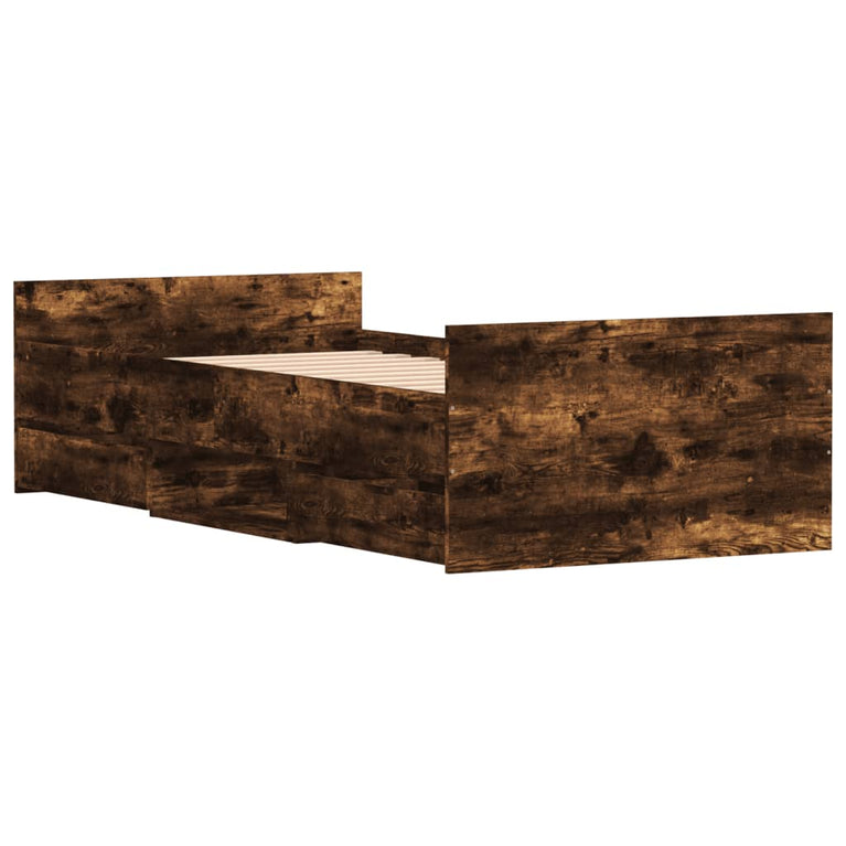 Bedframe met hoofd- en voeteneinde gerookt eikenkleur 90x190 cm