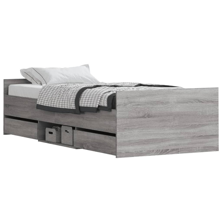 Bedframe met hoofd- en voeteneinde grijs sonoma eiken 90x190 cm