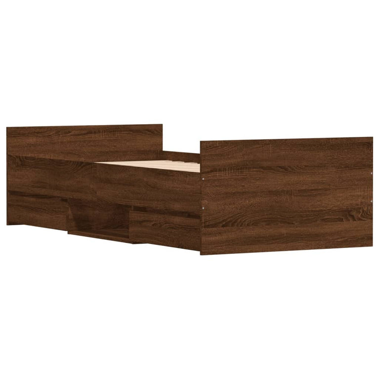 Bedframe met hoofd- en voeteneinde bruineikenkleurig 90x190 cm