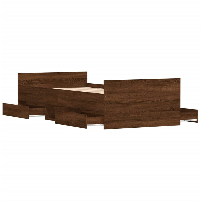Bedframe met hoofd- en voeteneinde bruineikenkleurig 90x190 cm