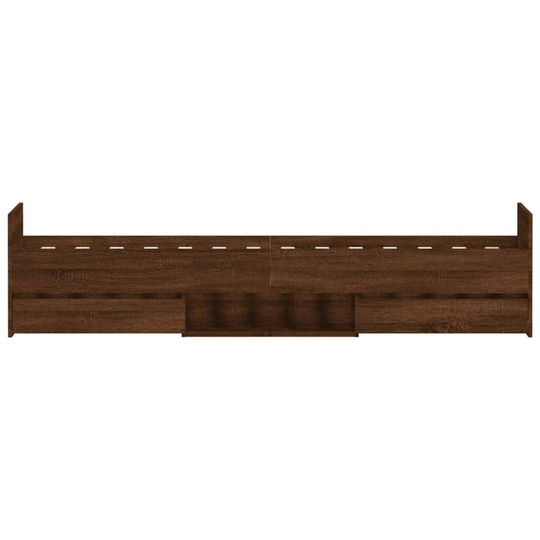 Bedframe met hoofd- en voeteneinde bruineikenkleurig 90x190 cm