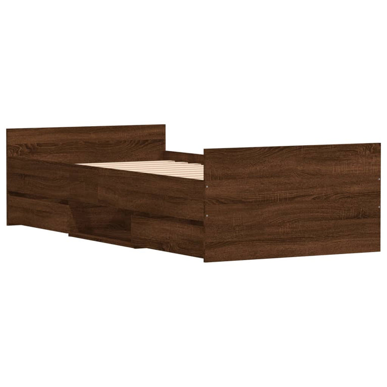 Bedframe met hoofd- en voeteneinde bruineikenkleurig 90x190 cm