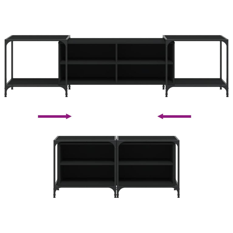 Tv-meubel 203x37x50 cm bewerkt hout zwart