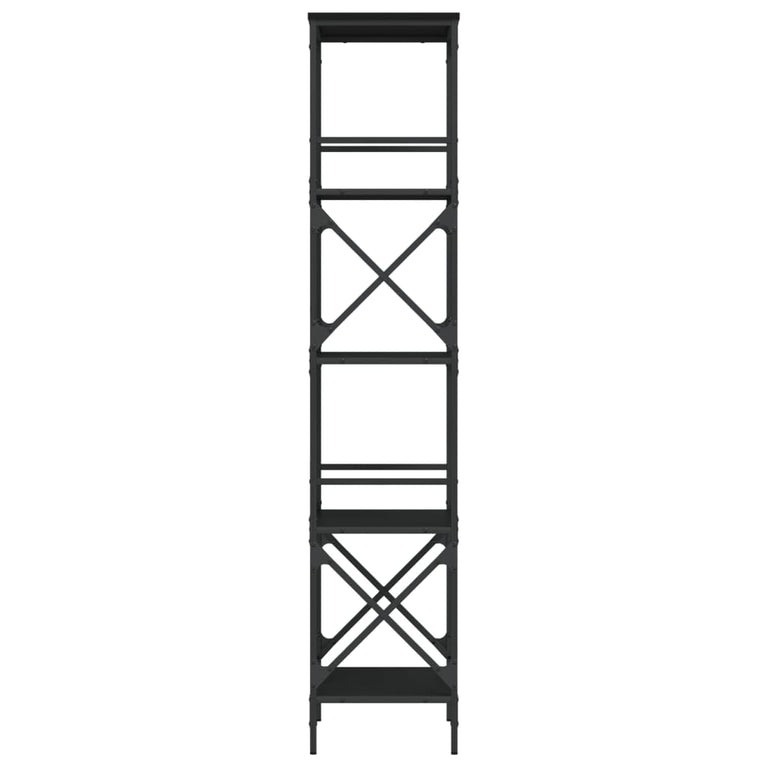 Boekenkast 5-laags 59x35x171 cm bewerkt hout zwart