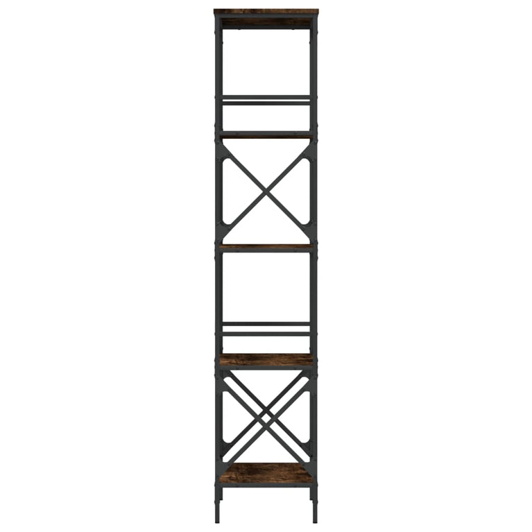 Boekenkast 5-laags 59x35x171 cm bewerkt hout gerookt eikenkleur