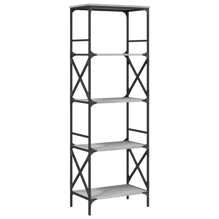 Boekenkast 5-laags 59x35x171 cm bewerkt hout grijs sonoma eiken