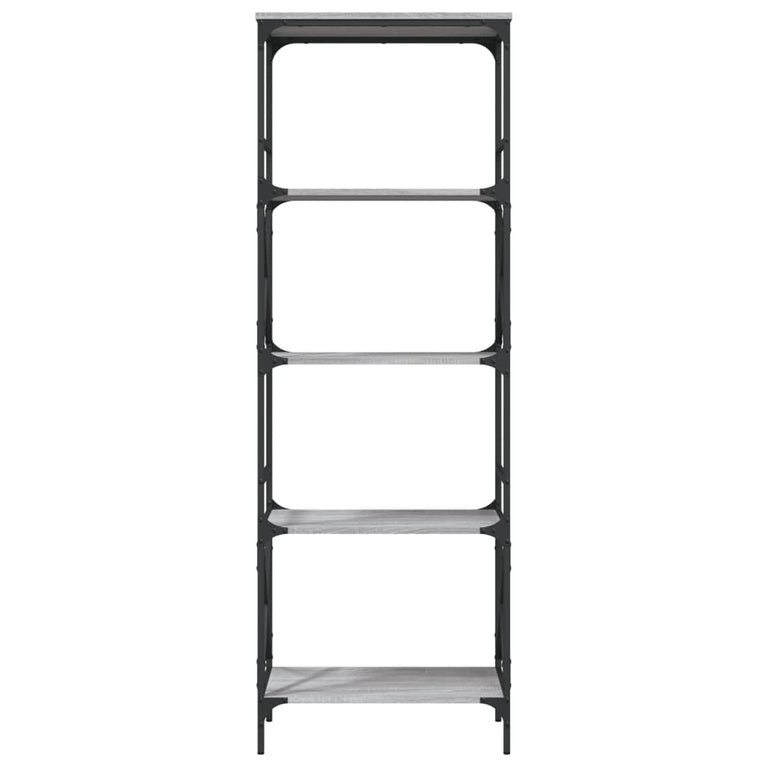 Boekenkast 5-laags 59x35x171 cm bewerkt hout grijs sonoma eiken