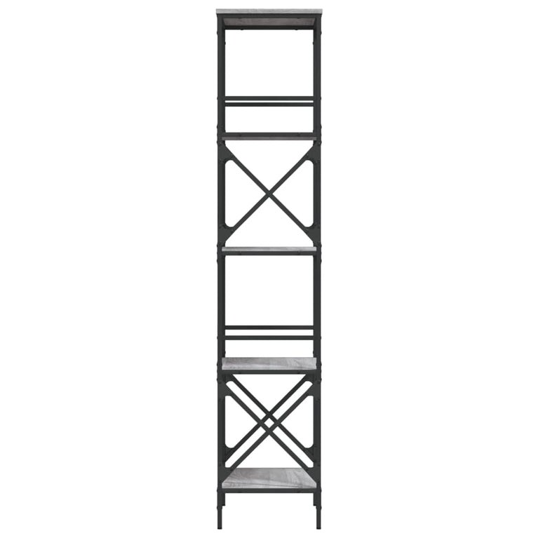 Boekenkast 5-laags 59x35x171 cm bewerkt hout grijs sonoma eiken