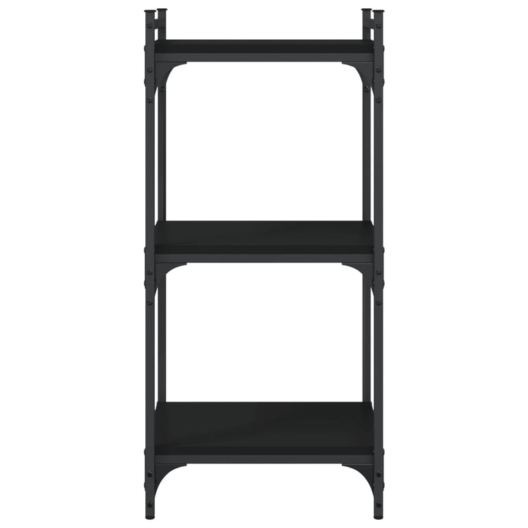 Boekenkast 3-laags 40x30x86 cm bewerkt hout zwart