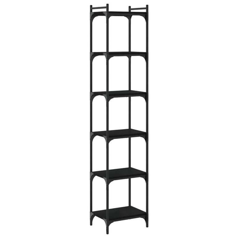 Boekenkast 6-laags 40x30x188 cm bewerkt hout zwart