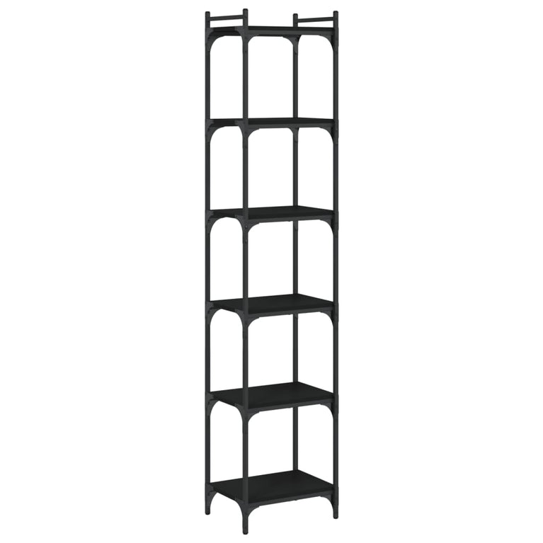 Boekenkast 6-laags 40x30x188 cm bewerkt hout zwart