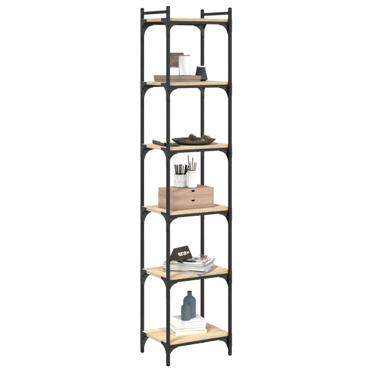 Boekenkast 6-laags 40 x 30 x 188 cm bewerkt hout sonoma eiken