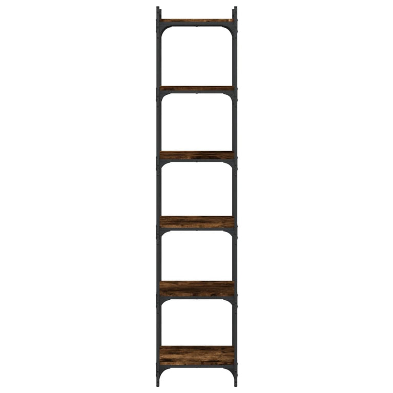 Boekenkast 6-laags 40x30x188 cm bewerkt hout gerookt eikenkleur