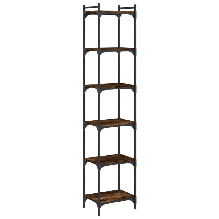 Boekenkast 6-laags 40x30x188 cm bewerkt hout gerookt eikenkleur