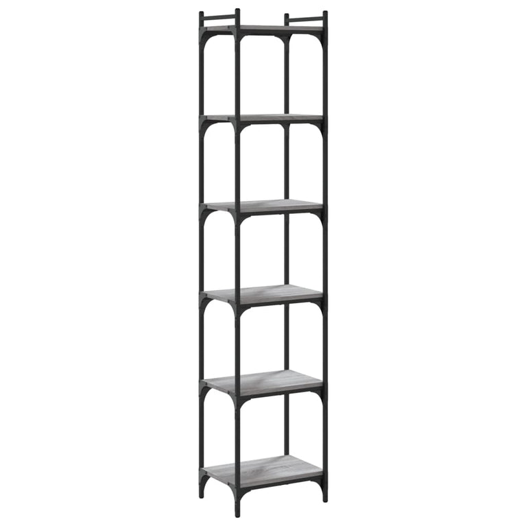 Boekenkast 6-laags 40x30x188 cm bewerkt hout grijs sonoma eiken