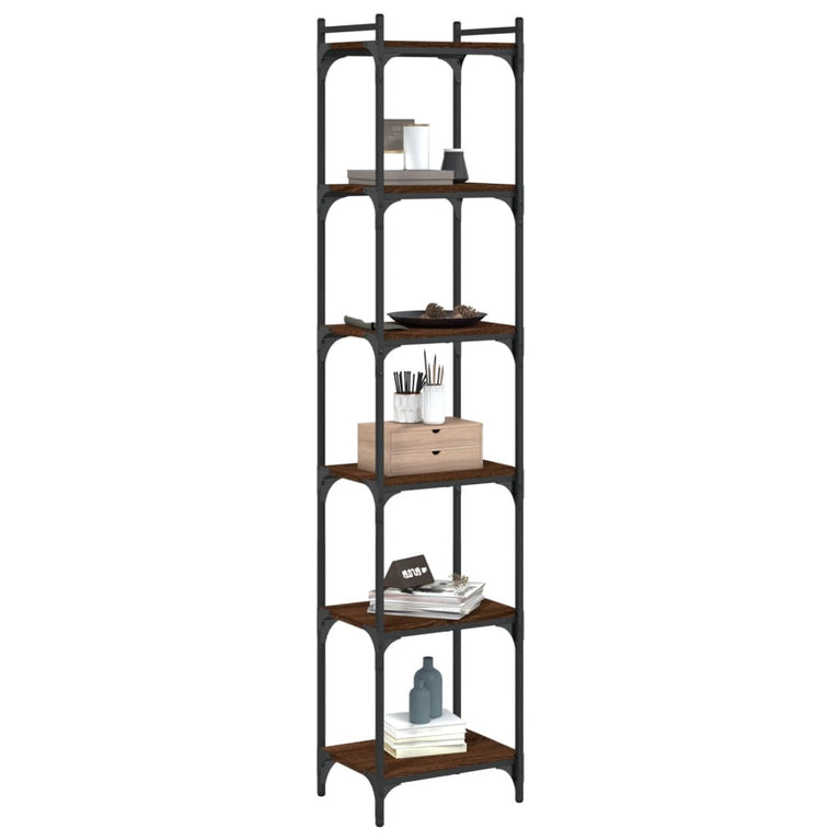 Boekenkast 6-laags 40x30x188 cm bewerkt hout bruineikenkleurig