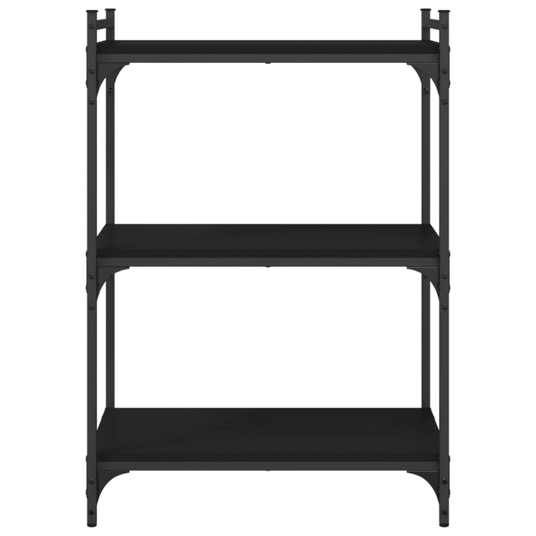 Boekenkast 3-laags 60x30x86 cm bewerkt hout zwart