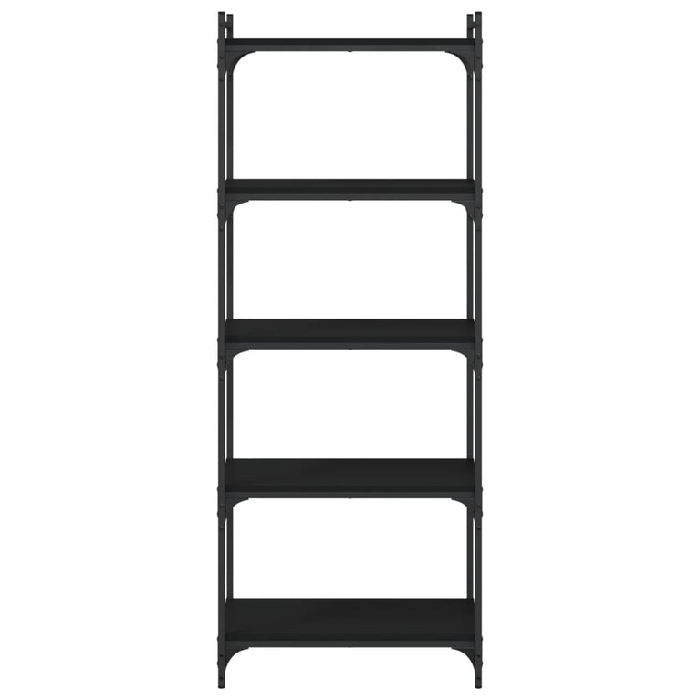 Boekenkast 5-laags 60x30x154 cm bewerkt hout zwart