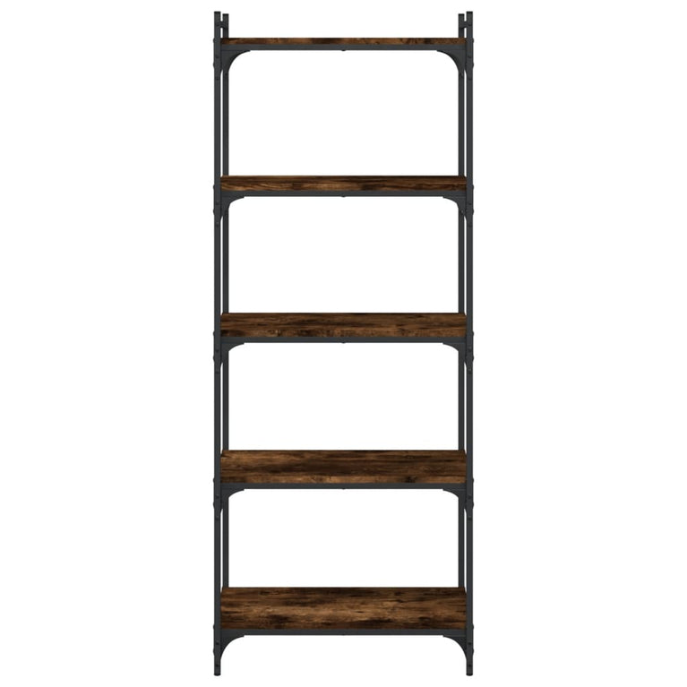 Boekenkast 5-laags 60x30x154 cm bewerkt hout gerookt eikenkleur