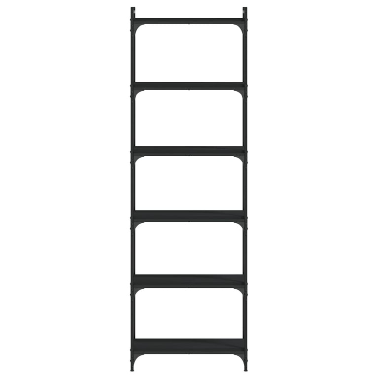 Boekenkast 6-laags 60x30x188 cm bewerkt hout zwart