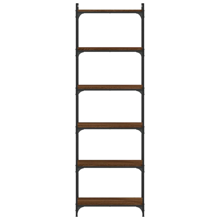Boekenkast 6-laags 60x30x188 cm bewerkt hout bruineikenkleurig