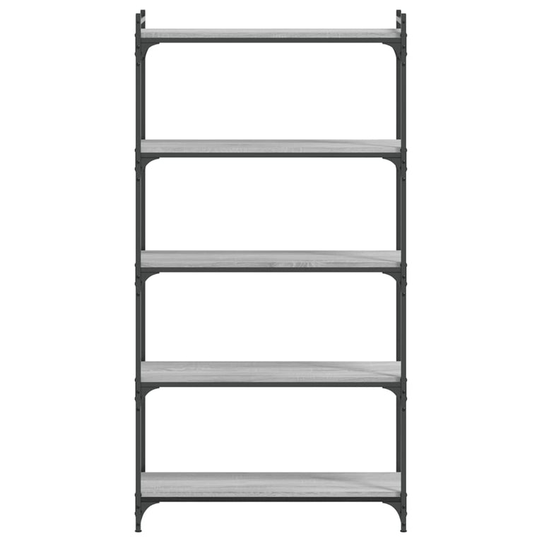Boekenkast 5-laags 80x30x154 cm bewerkt hout grijs sonoma eiken