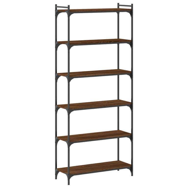 Boekenkast 6-laags 80x30x188 cm bewerkt hout bruineikenkleurig