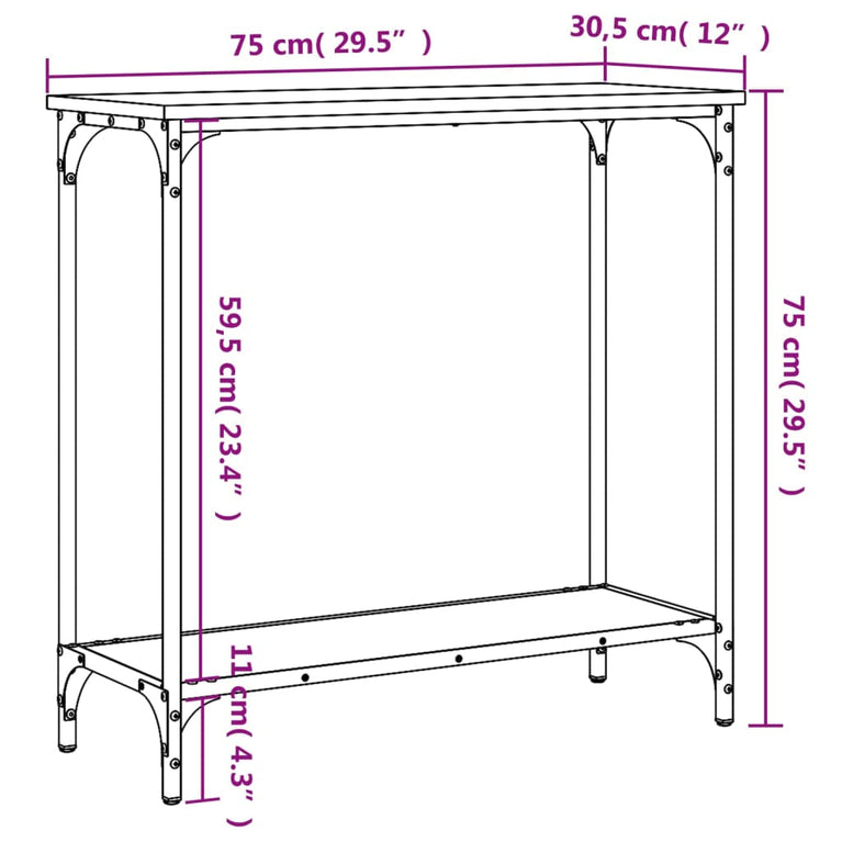 Wandtafel 75x30,5x75 cm bewerkt hout grijs sonoma MeubelReus