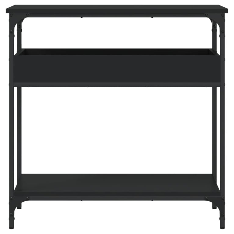 Wandtafel met schap 75x29x75 cm bewerkt hout zwart