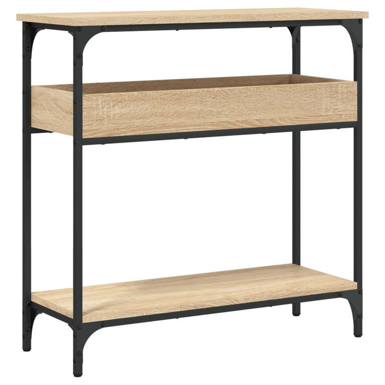 Wandtafel met schap 75x29x75 cm bewerkt hout sonoma eikenkleur