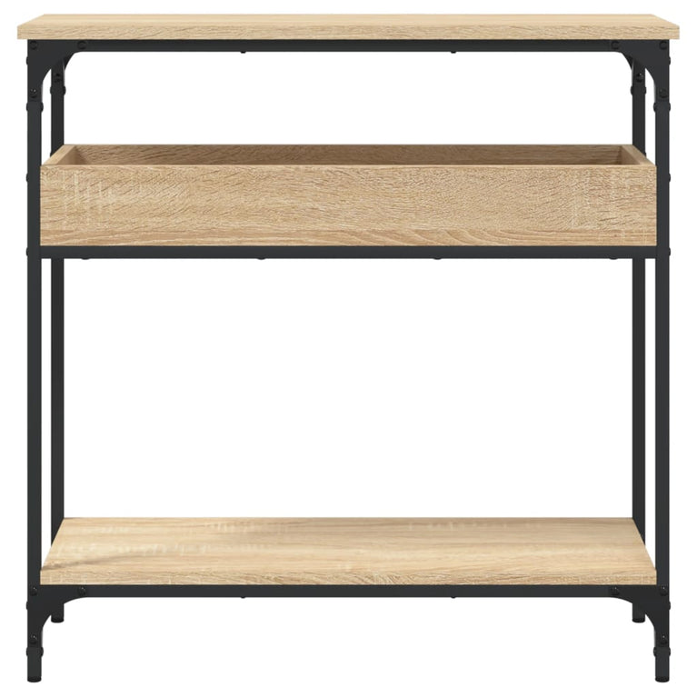 Wandtafel met schap 75x29x75 cm bewerkt hout sonoma eikenkleur