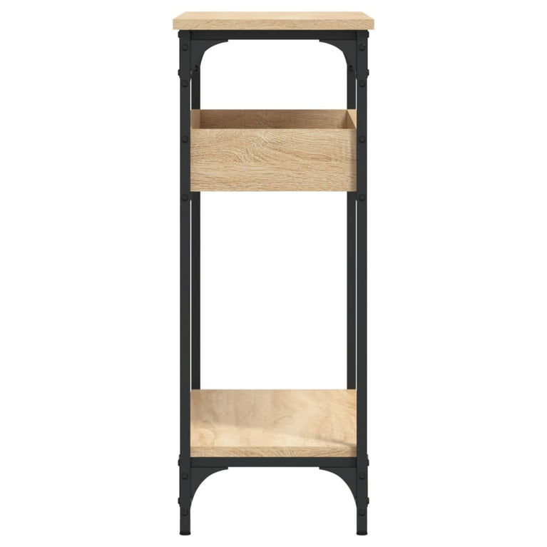 Wandtafel met schap 75x29x75 cm bewerkt hout sonoma eikenkleur