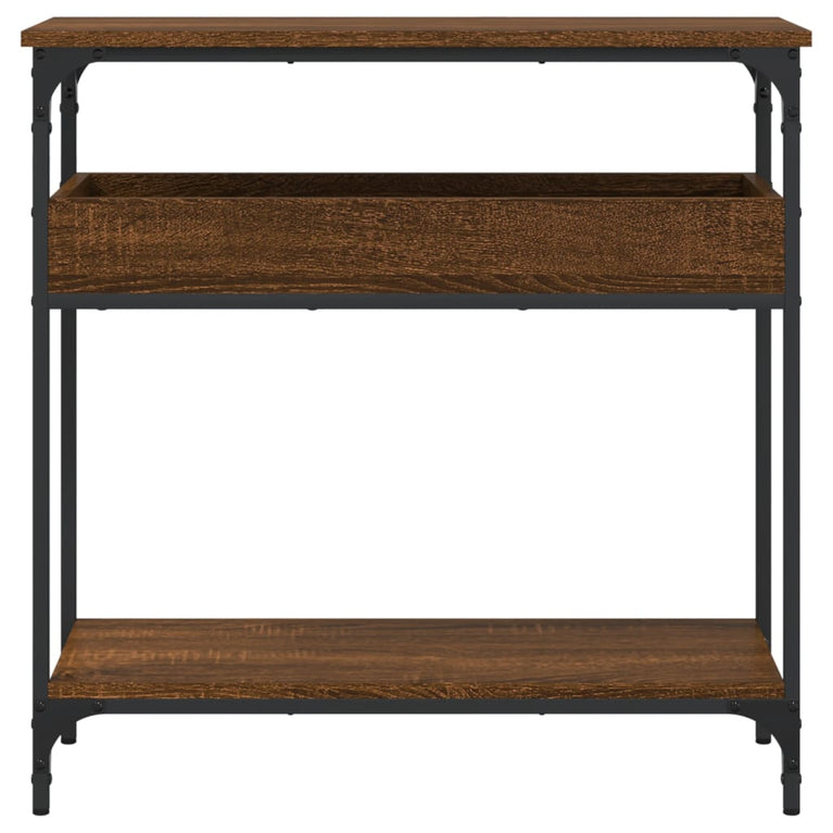 Wandtafel met schap 75x29x75 cm bewerkt hout bruineikenkleurig