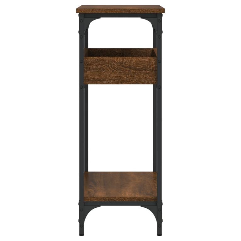 Wandtafel met schap 75x29x75 cm bewerkt hout bruineikenkleurig