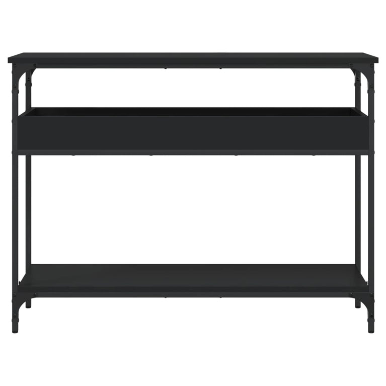 Wandtafel met schap 100x29x75 cm bewerkt hout zwart