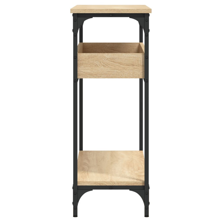 Wandtafel met schap 100x29x75 cm bewerkt hout sonoma eikenkleur