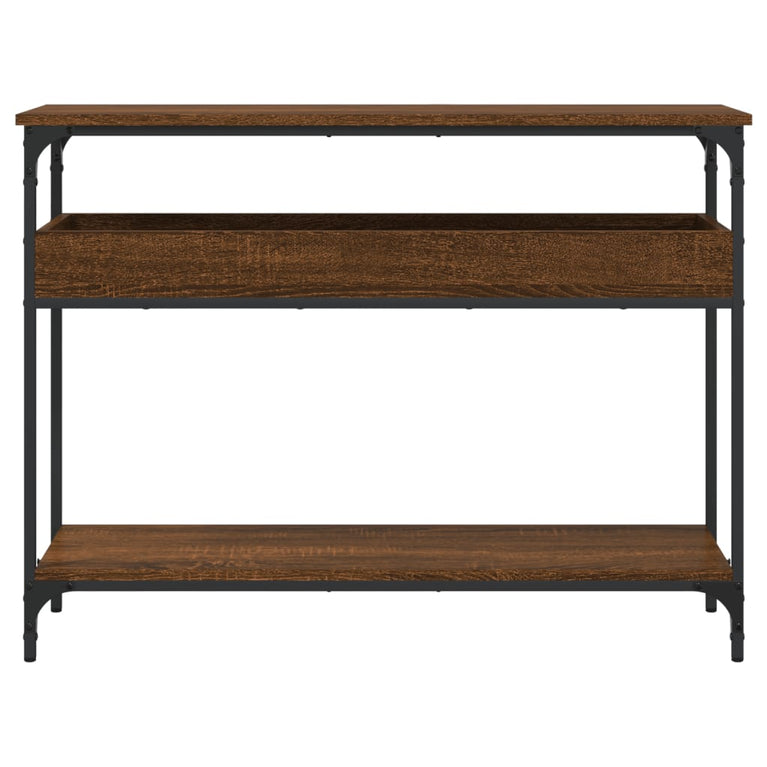 Wandtafel met schap 100x29x75 cm bewerkt hout bruineikenkleurig