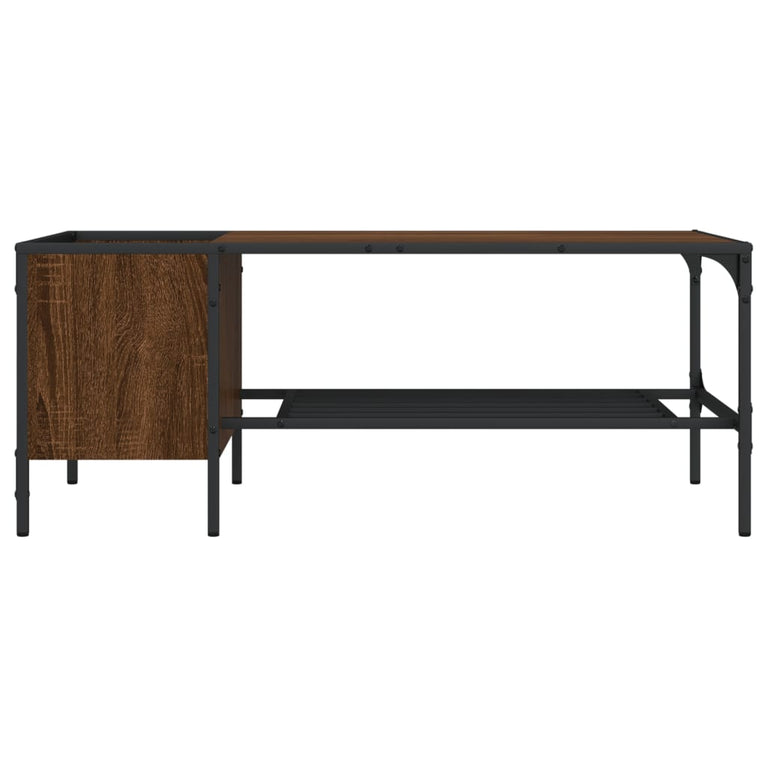 Salontafel met rek 100x51x40 cm bewerkt hout bruineikenkleurig