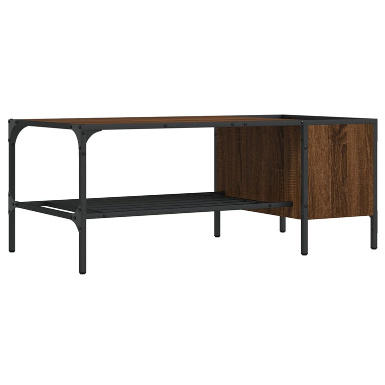 Salontafel met rek 100x51x40 cm bewerkt hout bruineikenkleurig