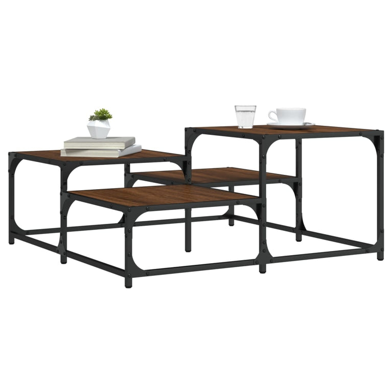 Salontafel 87,5x87,5x40 cm bewerkt hout bruineikenkleurig