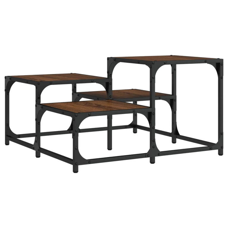 Salontafel 68x68x40 cm bewerkt hout bruineikenkleurig