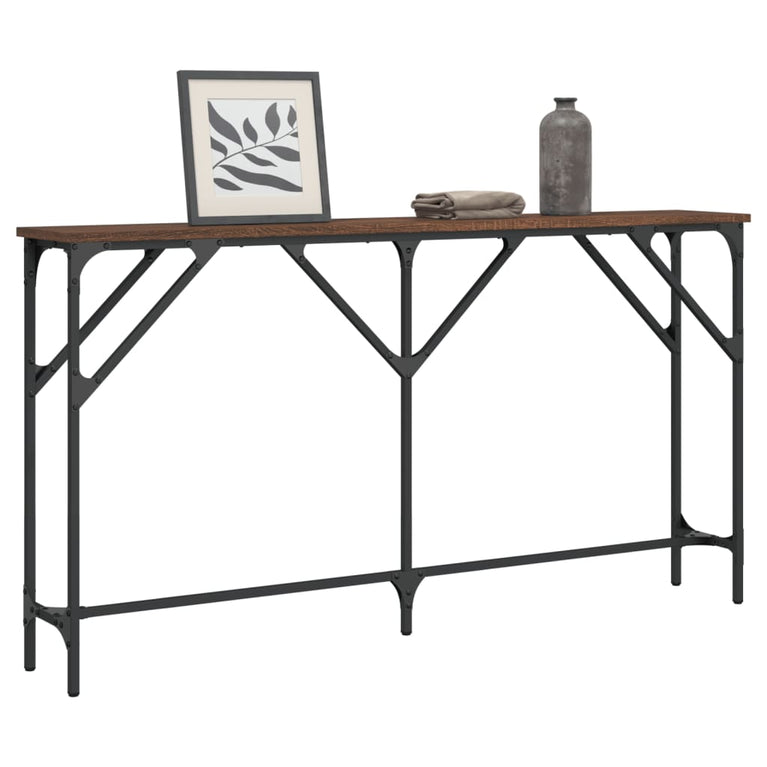 Wandtafel 140x23x75 cm bewerkt hout bruineikenkleurig MeubelReus