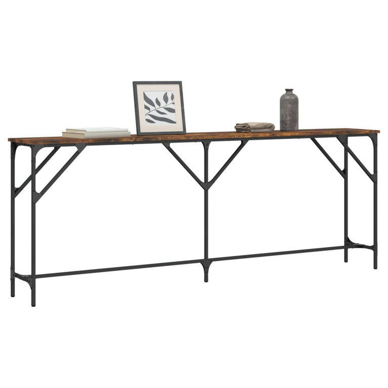 Wandtafel 200x29x75 cm bewerkt hout gerookt eikenkleurig MeubelReus