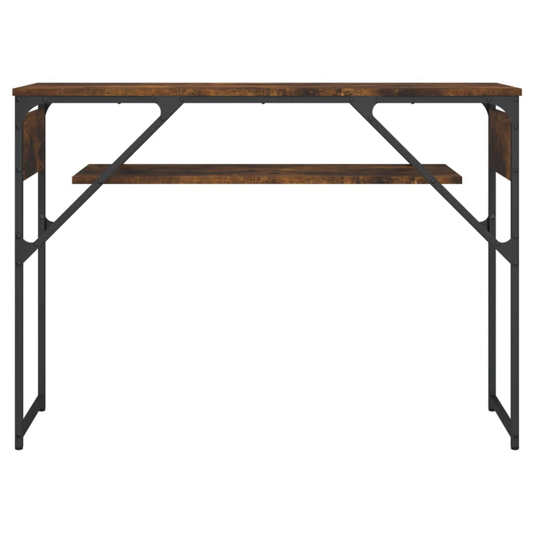 Wandtafel met schap 105x30x75 cm bewerkt hout gerookt eiken