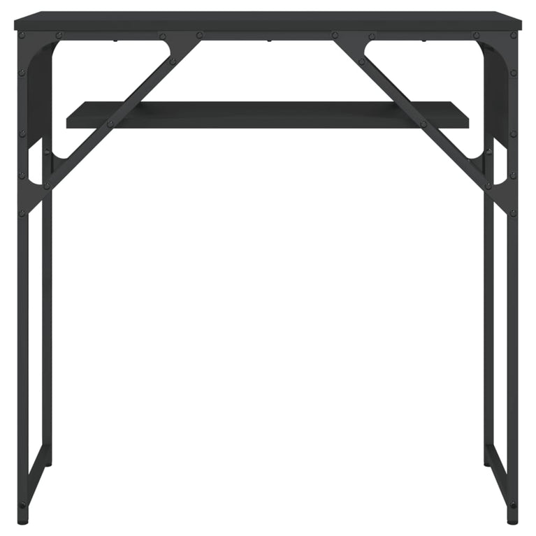 Wandtafel met schap 75x30x75 cm bewerkt hout zwart